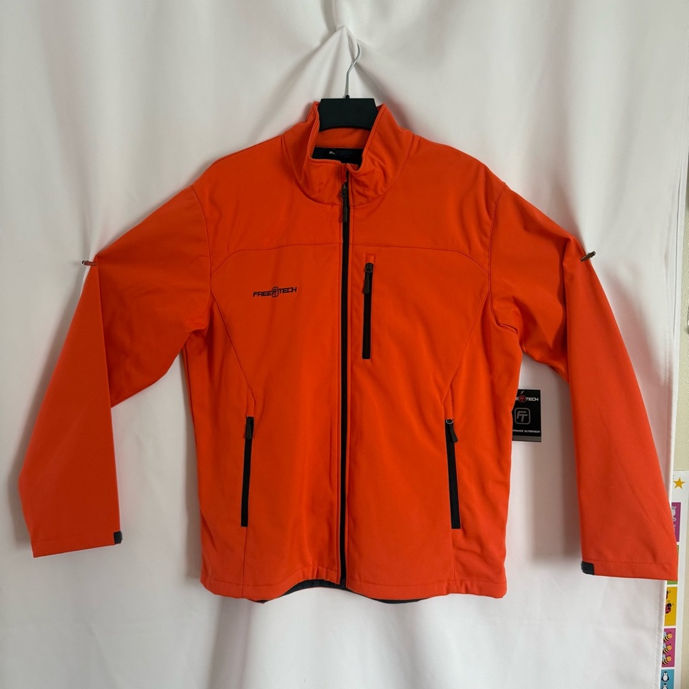 Free Tech Men's Lightweight Softshell Jacket Blaze Orange Size L NWT